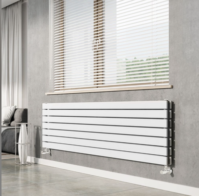 Michigan White Double Horizontal Flat Panel Radiator - 475x1600mm