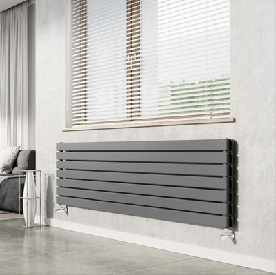 Michigan Grey Double Horizontal Flat Panel Radiator - 610x1600mm