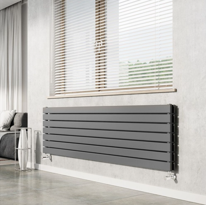 Michigan Grey Double Horizontal Flat Panel Radiator - 340x1800mm