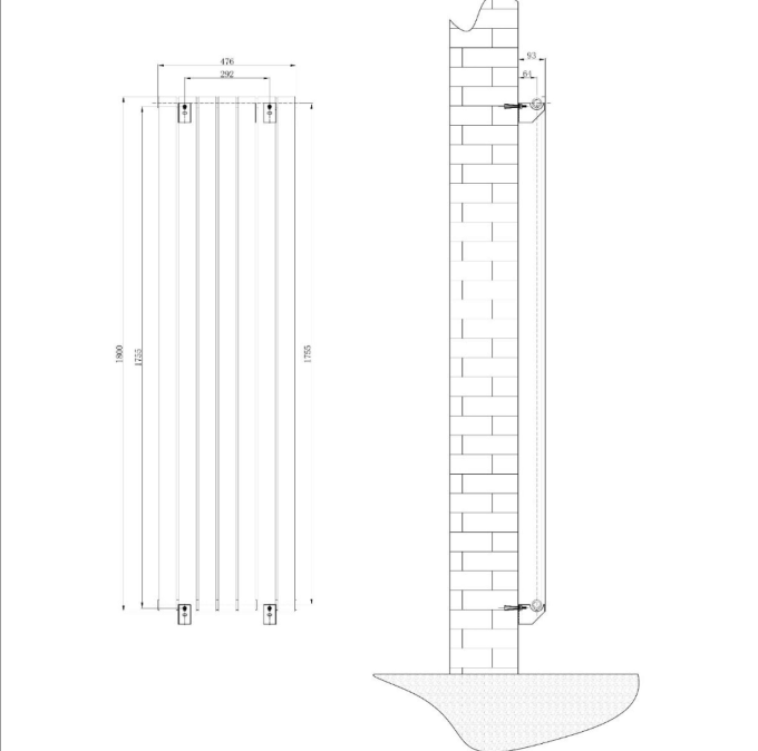 Michigan White Double Vertical Flat Panel Radiator - 1800x475mm