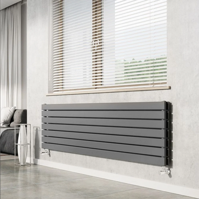 Michigan Grey Double Horizontal Flat Panel Radiator - 610x1800mm