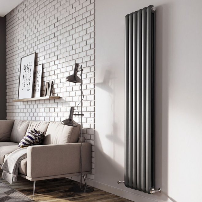 Wyoming Grey Vertical Column Radiator - 1800x380mm