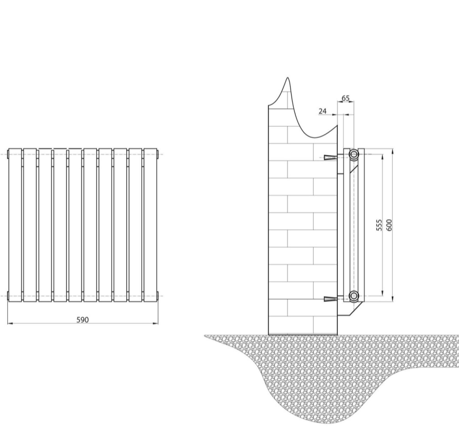 Minnesota Grey Double Horizontal Radiator - 600x590mm