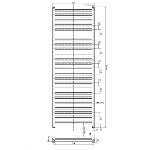 Delta 1600 x 550mm Double Layer Heated Towel Rail - White