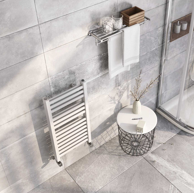 Delta 800 x 400mm Double Layer Heated Towel Rail - White