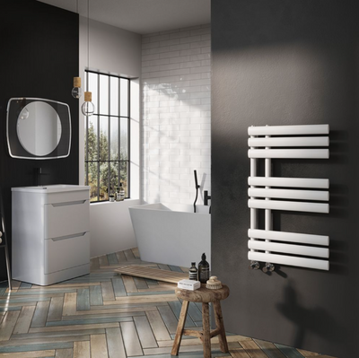 Louisiana White Designer Heated Towel Rail - 820x500mm