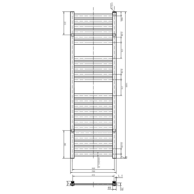Pennsylvania 1600 x 500mm Heated Towel Rail – Brown Metallic