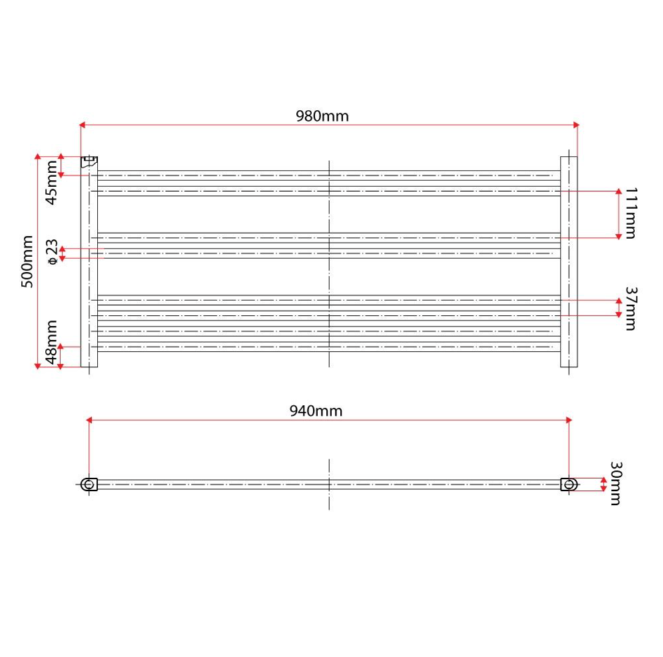 North Carolina 500 x 980mm Horizontal Towel Rail – Chrome