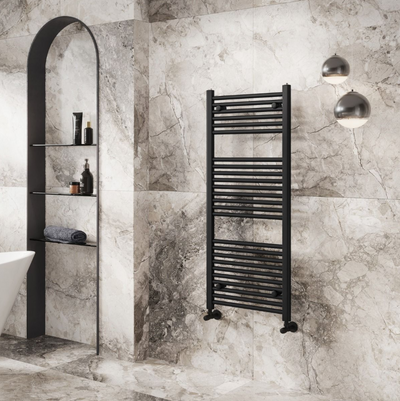 North Carolina 1200x600mm Heated Towel Rail – Matt Black