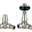 Wooden Head Corner Pair of Radiator Valves - Satin Nickel N24