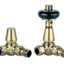 Wooden Head Corner Pair of Radiator Valves - Antique Brass N24