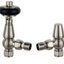 Wooden Head Angled Pair of Radiator Valves - Satin Nickel N24