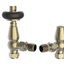 Wooden Head Angled Pair of Radiator Valves - Antique Brass N24