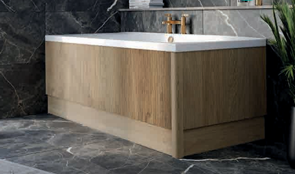 Jack 1000mm Ribbed Floorstanding Vanity Unit with Doors in Natural Oak with Black Worktop N24