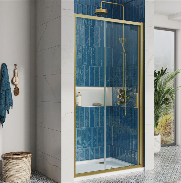 Murphy 1000mm Sliding Shower Door - Brushed Gold