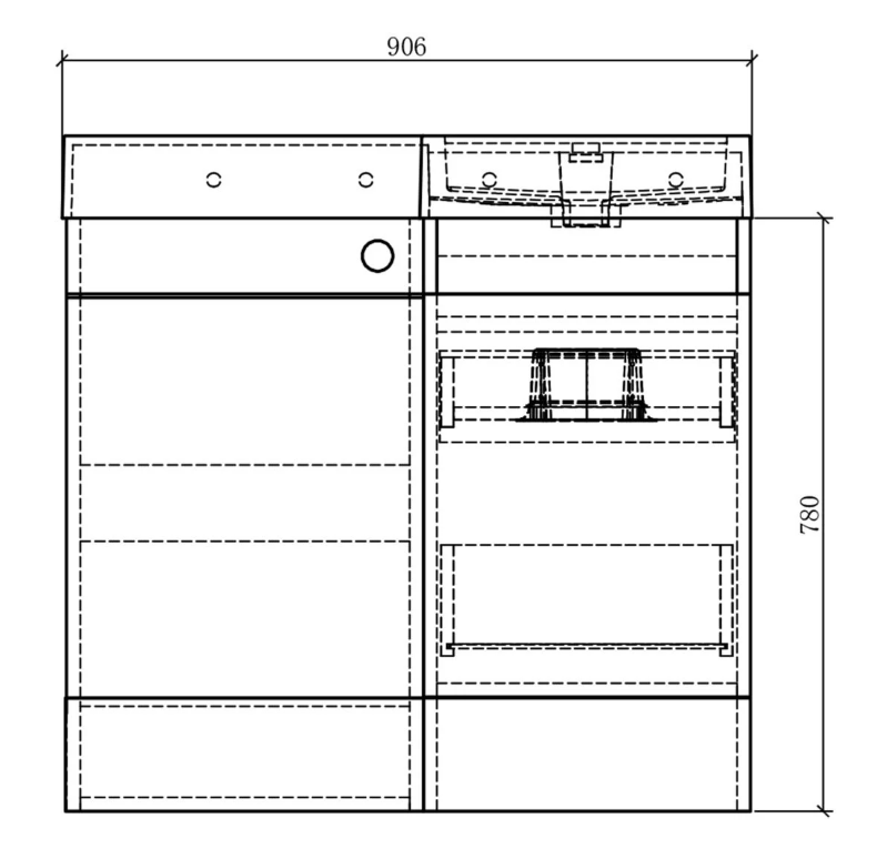 Alhambra 900mm Vanity & WC Combination Unit in Metallic – Right Hand