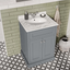 Louise 600mm Vanity Unit in Light Grey with Marble Top and Ceramic Basin