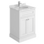 Louise 600mm Vanity Unit in Matt White with Marble Top and Ceramic Basin