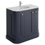 Louise 900mm Curved Vanity Unit in Midnight Grey with Marble Top and Ceramic Basin