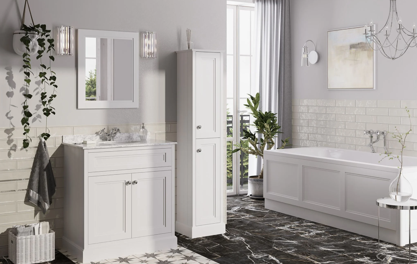 Louise Tall Bathroom Storage Unit in Matt White