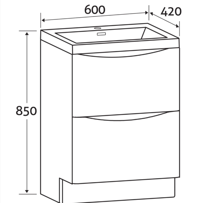 Montana 600mm Floorstanding Vanity Unit in Gloss White & Grey Glass Basin