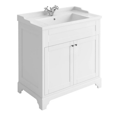 George 810mm Floorstanding Traditional Vanity Unit in Matt White