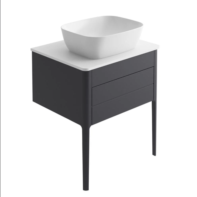 Sarah 650mm Vanity Unit in Slate Grey inc worktop with no tap holes