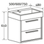 Hermoine 500mm Wall Mounted Vanity Unit & Basin - Grey Ash Effect