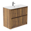 Jack 1000mm Ribbed Floorstanding Vanity Unit with Drawers in Walnut with Gloss White Ceramic Basin N24