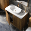 Jack 1000mm Ribbed Floorstanding Vanity Unit with Doors in Walnut with Black Worktop N24