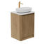 Jack 600mm Ribbed Floorstanding Vanity Unit with Doors in Natural Oak with White Worktop N24