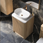 Jack 600mm Ribbed Floorstanding Vanity Unit with Doors in Natural Oak with White Worktop N24
