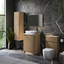 Jack 600mm Ribbed Floorstanding Vanity Unit with Doors in Natural Oak with White Worktop N24