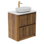 Jack 800mm Ribbed Floorstanding Vanity Unit with Drawers in Walnut with White Worktop N24