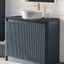 Jack 1000mm Ribbed Floorstanding Vanity Unit with Doors in Charcoal with Black Worktop N23