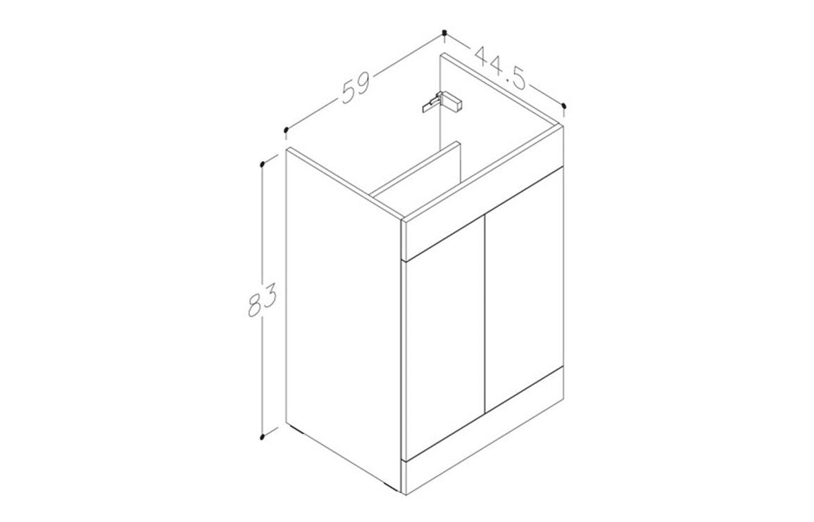 610mm Floor Standing 2 Door Basin Unit & Basin - Matt Deep Blue