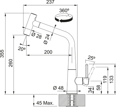 Franke Icon Pull Out Jet Shower Matt Black 115.0625.190