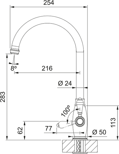 Franke Gloriana Classic Side Lever PN 115.0712.040