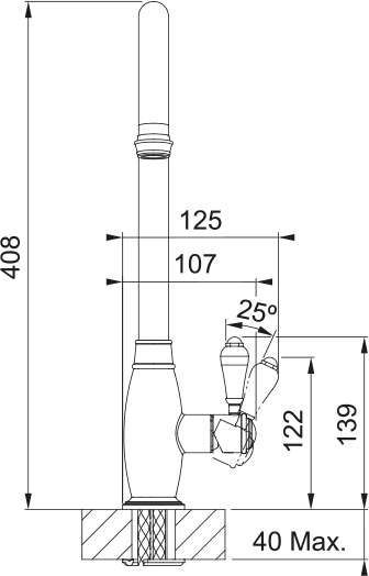 Franke Gloriana Classic Side Lever Brass 115.0712.041