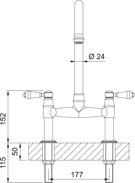 Franke Gloriana Classic Bridge Lever BR 115.0712.047