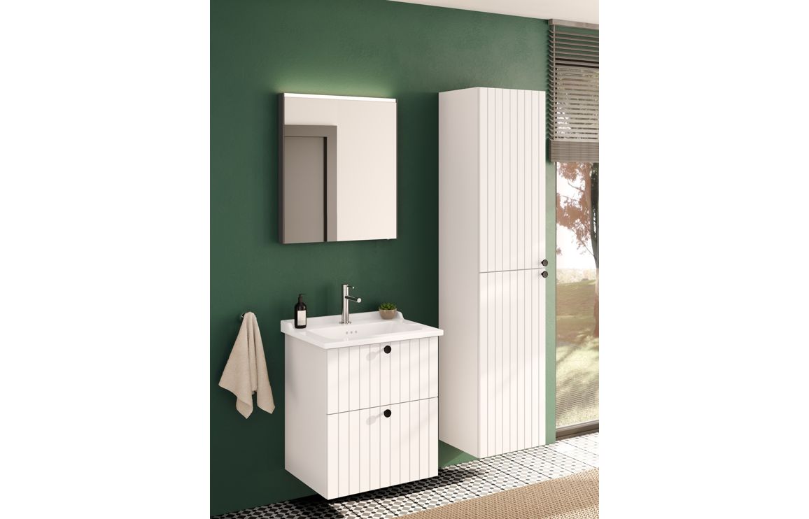 VitrA Root Groove 40cm 2 Door Tall Unit (LH Hinge) - Matt White  VTFT1550