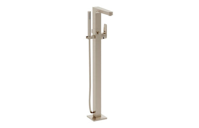 VitrA Root Square Floor Standing Bath/Shower Mixer - Brushed Nickel VTTB1118