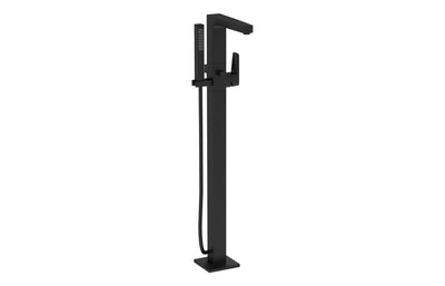 VitrA Root Square Floor Standing Bath/Shower Mixer - Matt Black VTTB1082