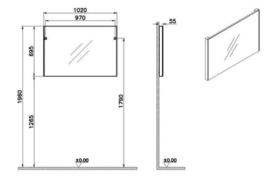 VitrA 1020x695mm Rectangular Mirror - Brushed Chrome VTMS0040