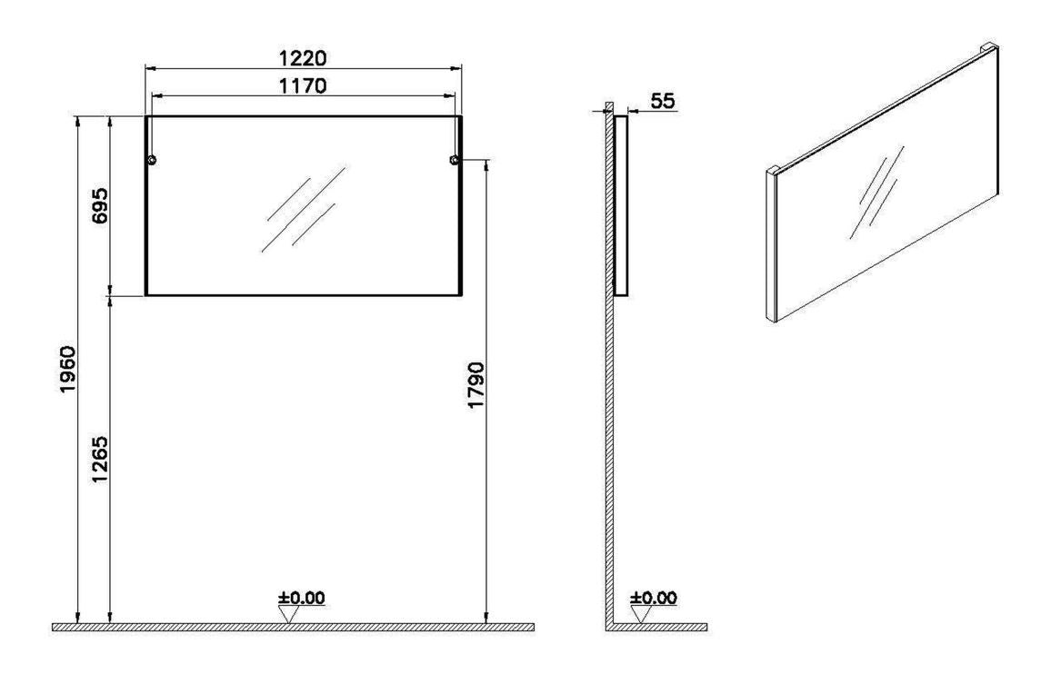 VitrA 1220x695mm Rectangular Mirror - Brushed Chrome VTMS0036