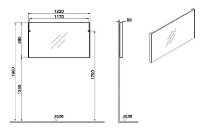 VitrA 1220x695mm Rectangular Mirror - Brushed Chrome VTMS0036