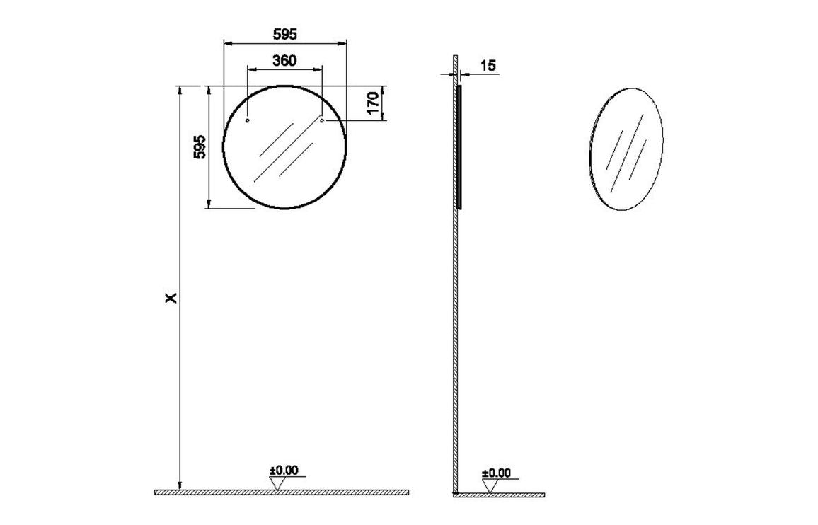 VitrA 595x595mm Round Mirror - Brushed Chrome VTMR0018