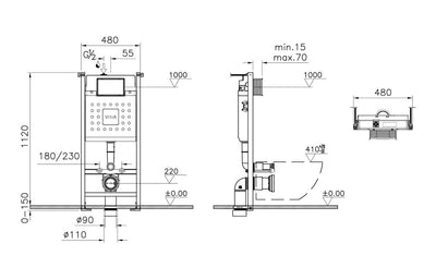 VitrA V-Fix Core WH 12cm WC Frame & Cistern VTWP0028