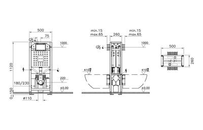 VitrA V-Fix Prime WH WC Frame & 12cm 3/6L Cistern (Double Fix & Electric Connection) VTWP0018