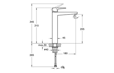 VitrA Root Square Tall Basin Mixer - Matt Black  VTTS1260